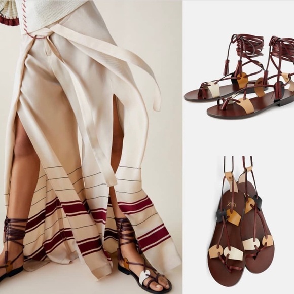 ZARA BNWT Strappy Leather Sandals - Picture 2 of 8